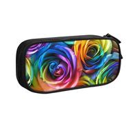 JKLQWC Trousse à crayons imprimée rose arc-en-ciel avec fermeture éclair pour bureau, école, adolescent, fille, garçon, adulte, noir, Noir , One Size, Cartable