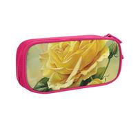 JKLQWC Trousse à crayons imprimée rose jaune avec fermeture éclair pour bureau, école, adolescent, fille, garçon, adulte, noir, rose, Taille unique, Cartable