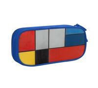 JKLQWC Trousse à crayons imprimée rouge, jaune, bleu et noir - Jolie trousse à crayons avec fermeture éclair - Boîte de rangement pour bureau, école, adolescente, fille, garçon, adulte, noir, bleu