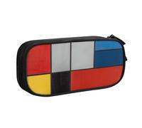 JKLQWC Trousse à crayons imprimée rouge, jaune, bleu et noir - Jolie trousse à crayons avec fermeture éclair - Boîte de rangement pour bureau, école, adolescente, fille, garçon, adulte, noir, Noir