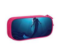 JKLQWC Trousse à crayons imprimée sirène bleue avec fermeture éclair pour bureau, école, adolescent, fille, garçon, adulte, noir, rose, One Size, Cartable