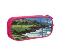 JKLQWC Trousse à crayons imprimée sur le terrain de golf hawaïen avec fermeture éclair pour bureau, école, adolescent, fille, garçon, adulte, noir, rose, Taille unique, Cartable
