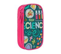 JKLQWC Trousse à crayons imprimée sur le thème de la science de dessin animé - Grande trousse de rangement portable pour bureau, école, adolescent, fille, garçon, adulte, noir, rose, One Size