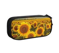 JKLQWC Trousse à crayons imprimée tournesols de ferme - Jolie boîte à crayons avec fermeture éclair - Pour bureau, école, adolescent, fille, garçon, adulte, noir, Noir , Taille unique, Cartable