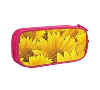JKLQWC Trousse à crayons imprimée tournesols - Jolie boîte à crayons avec fermeture éclair - Pour bureau, école, adolescent, fille, garçon, adulte, noir, rose, One Size, Cartable