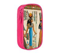 JKLQWC Trousse à crayons imprimée Women in Ancient Egypt - Jolie pochette à stylos - Grande trousse de rangement portable pour bureau, école, adolescent, fille, garçon, adulte, noir, rose, One Size