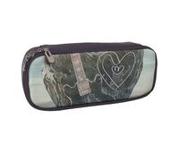 JKLQWC Trousse à crayons Love Rock en cuir synthétique avec fermeture éclair pour étudiants, adolescents, filles, garçons, adultes, Noir , Taille unique, Cartable
