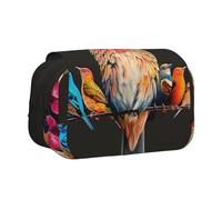 JKLQWC Trousse à crayons marron avec imprimé hiboux mignons pour enfants, hommes et femmes, deux couches de grande capacité, trousse de maquillage, organisateur pour bureau, école, voyage, Oiseau