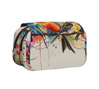 JKLQWC Trousse à crayons marron avec imprimé hiboux mignons pour enfants, hommes et femmes, deux couches de grande capacité, trousse de maquillage, organisateur pour bureau, école, voyage, Oiseau