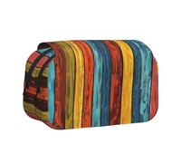 JKLQWC Trousse à crayons marron avec imprimé hiboux mignons pour enfants, hommes et femmes, deux couches de grande capacité, trousse de maquillage, organisateur pour bureau, école, voyage, Rayures