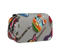 JKLQWC Trousse à crayons marron avec imprimé hiboux mignons pour enfants, hommes et femmes, deux couches de grande capacité, trousse de maquillage, organisateur pour bureau, école, voyage, Guitares