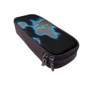 JKLQWC Trousse à crayons noire avec imprimé drapeau de l'Arizona pour filles et garçons en cuir synthétique avec fermeture éclair pour bureau, école, motif carte du monde, One Size, Cartable