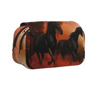 JKLQWC Trousse à crayons noire et blanche avec imprimés notes de musique pour enfants, hommes et femmes, deux couches de grande capacité, trousse de maquillage, organisateur pour bureau, école, voyage