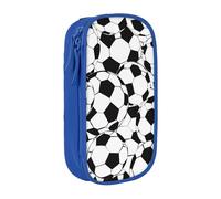JKLQWC Trousse à crayons noire et blanche avec motif ballon de football imprimé - Grande trousse de rangement portable pour bureau, école, adolescent, fille, garçon, adulte, noir, bleu, Taille unique,