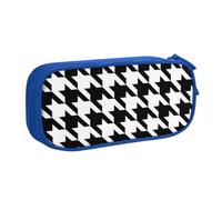 JKLQWC Trousse à crayons noire imprimée pied-de-poule avec fermeture éclair pour bureau, école, adolescent, fille, garçon, adulte, noir, bleu, One Size, Cartable