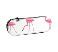 JKLQWC Trousse à crayons noire imprimée pied-de-poule en cuir synthétique avec fermeture éclair pour bureau, école, voyage, Flamants roses sur blanc, One Size, Cartable