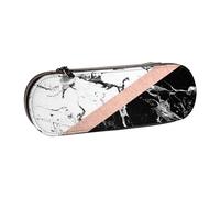 JKLQWC Trousse à crayons noire imprimée pied-de-poule en cuir synthétique avec fermeture éclair pour bureau, école, voyage, Marbre noir et blanc., One Size, Cartable