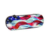 JKLQWC Trousse à crayons patriotique du 4 juillet avec imprimé drapeau américain - Jolie boîte à crayons en cuir synthétique - Fermeture éclair - Organiseur pour bureau, école, voyage, Noir , Taille