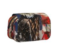 JKLQWC Trousse à crayons pour enfants, hommes et femmes, deux couches de grande capacité, trousse de maquillage pour bureau, école, voyage, Art de l'aigle drapeau des États-Unis, Taille unique