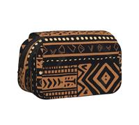 JKLQWC Trousse à crayons pour enfants, hommes et femmes, deux couches de grande capacité, trousse de maquillage pour bureau, école, voyage, Chiffon de boue africain tribal, Taille unique, Cartable