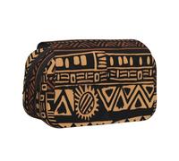 JKLQWC Trousse à crayons pour enfants, hommes et femmes, deux couches de grande capacité, trousse de maquillage pour bureau, école, voyage, Tissu de boue africain tribal 1, Taille unique, Cartable