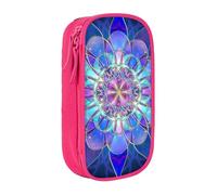 JKLQWC Trousse à crayons rectangulaire avec imprimé mandala, grande trousse de rangement portable pour bureau, école, adolescent, fille, garçon, adulte, noir, rose, One Size, Cartable