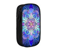 JKLQWC Trousse à crayons rectangulaire avec imprimé mandala, grande trousse de rangement portable pour bureau, école, adolescent, fille, garçon, adulte, noir, Noir , One Size, Cartable