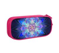 JKLQWC Trousse à crayons rectangulaire avec imprimé mandala mignon avec fermeture éclair pour bureau, école, adolescent, fille, garçon, adulte, noir, rose, One Size, Cartable