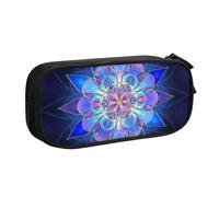 JKLQWC Trousse à crayons rectangulaire avec imprimé mandala mignon avec fermeture éclair pour bureau, école, adolescent, fille, garçon, adulte, noir, Noir , One Size, Cartable