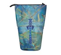 JKLQWC Trousse à crayons rétractable avec imprimé Chicago pour voyage, école, bureau, cadeaux, Libellule bleue., Taille unique, Cartable