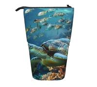 JKLQWC Trousse à crayons rétractable avec tête de mort et trousse de maquillage pour voyage, école, bureau, cadeaux, Tortue de mer avec poissons, Taille unique, Cartable