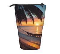 JKLQWC Trousse à crayons rétractable sur pied - Coloré Happy Birthday Cupcakes Imprimés Papeterie & Trousse de maquillage pour voyage, école, bureau, cadeaux, Coco Beach Sunset Hamac, Taille unique