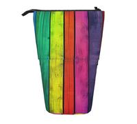 JKLQWC Trousse à crayons rétractable sur pied - Imprimé bateau pirate cool papeterie et trousse de maquillage pour voyage, école, bureau, cadeaux, Fond en bois coloré, Taille unique, Cartable