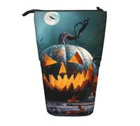 JKLQWC Trousse à crayons rétractable sur pied - Imprimé bateau pirate cool papeterie et trousse de maquillage pour voyage, école, bureau, cadeaux, Batte de cimetière d'Halloween, Taille unique