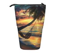 JKLQWC Trousse à crayons rétractable sur pied - Imprimé bateau pirate cool papeterie et trousse de maquillage pour voyage, école, bureau, cadeaux, Coco Beach Sunset Hamac, Taille unique, Cartable