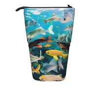 JKLQWC Trousse à crayons rétractable sur pied - Imprimé bateau pirate cool papeterie et trousse de maquillage pour voyage, école, bureau, cadeaux, Poissons colorés., Taille unique, Cartable