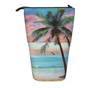 JKLQWC Trousse à crayons rétractable sur pied - Imprimé bateau pirate cool papeterie et trousse de maquillage pour voyage, école, bureau, cadeaux, Coco Palm Beach Sandy, Taille unique, Cartable