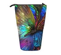 JKLQWC Trousse à crayons rétractable sur pied - Imprimé bateau pirate cool papeterie et trousse de maquillage pour voyage, école, bureau, cadeaux, Papillon arc-en-ciel coloré, Taille unique, Cartable