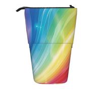 JKLQWC Trousse à crayons rétractable sur pied - Imprimé bateau pirate cool papeterie et trousse de maquillage pour voyage, école, bureau, cadeaux, Rayures colorées arc-en-ciel, Taille unique, Cartable