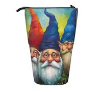 JKLQWC Trousse à crayons rétractable sur pied - Imprimé écureuils mignons - Trousse de maquillage et de papeterie pour voyage, école, bureau, cadeaux, Nains de jardin colorés, Taille unique, Cartable