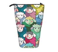JKLQWC Trousse à crayons rétractable sur pied - Imprimé Père Noël mignon Papeterie et trousse de maquillage pour voyage, école, bureau, cadeaux, Joli motif de mouton coloré, Taille unique, Cartable