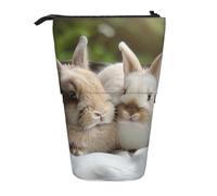 JKLQWC Trousse à crayons rétractable sur pied - Imprimé Père Noël mignon Papeterie et trousse de maquillage pour voyage, école, bureau, cadeaux, Jolis lapins, Taille unique, Cartable