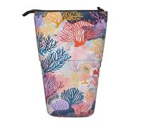 JKLQWC Trousse à crayons rétractable sur pied - Imprimé Père Noël mignon Papeterie et trousse de maquillage pour voyage, école, bureau, cadeaux, Récif de corail, Taille unique, Cartable