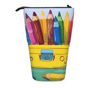 JKLQWC Trousse à crayons rétractable sur pied - Imprimé Père Noël mignon Papeterie et trousse de maquillage pour voyage, école, bureau, cadeaux, Jolie boîte à crayons, Taille unique, Cartable