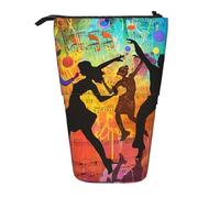 JKLQWC Trousse à crayons rétractable sur pied - Motif bouledogue français et fleurs - Pour voyage, école, bureau, cadeaux, Danse avec musique., Taille unique, Cartable