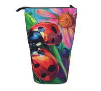 JKLQWC Trousse à crayons rétractable sur pied - Motif hiboux de dessin animé marron pour voyage, école, bureau, cadeaux, Coccinelle colorée, Taille unique, Cartable