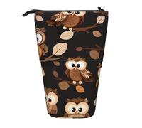 JKLQWC Trousse à crayons rétractable sur pied - Motif hiboux de dessin animé marron pour voyage, école, bureau, cadeaux, Chouettes mignonnes marron, Taille unique, Cartable