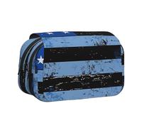 JKLQWC Trousse à crayons romantique avec imprimé lavande pour enfants, hommes et femmes, deux couches de grande capacité, trousse de maquillage, organisateur pour bureau, école, voyage, Drapeau