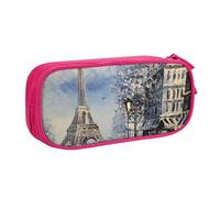 JKLQWC Trousse à crayons romantique avec imprimé Tour Eiffel de Paris - Jolie trousse à crayons avec fermeture éclair - Pour bureau, école, adolescent, fille, garçon, adulte, noir, rose, One Size