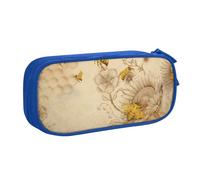 JKLQWC Trousse à crayons rurale avec fermeture éclair - Motif abeilles sauvages - Pour bureau, école, adolescent, fille, garçon, adulte, noir, bleu, One Size, Cartable